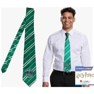Harry Potter Slytherin House Tie Green Silver Crest Official Warner Brothers 28"
